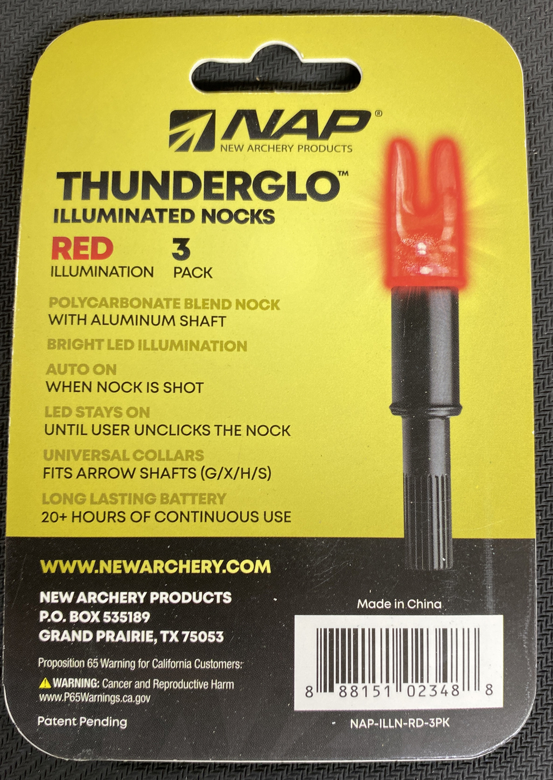 NAP Thunderglo Lighted Nocks - Red 3 pack