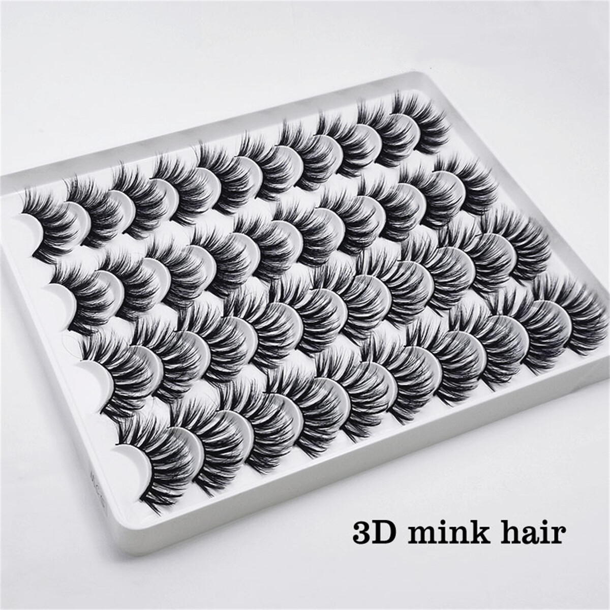 20 Pair/box 3D Natural Bushy Eyelashes Mink Hair Eye Lashes Black Cross False