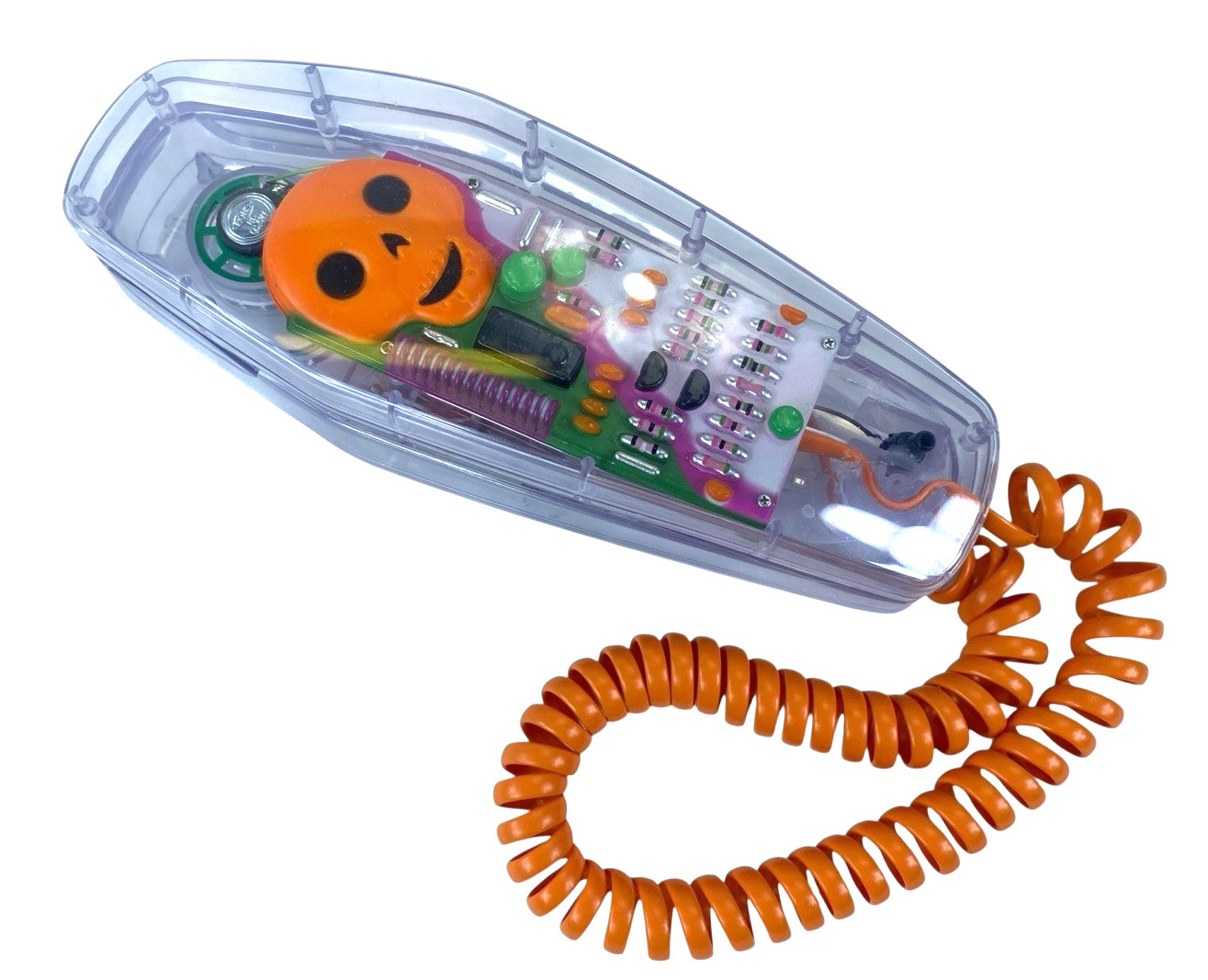 Target Halloween Coffin Phone Clear Jack O Lantern EEK Skeleton Face WORKS VTG