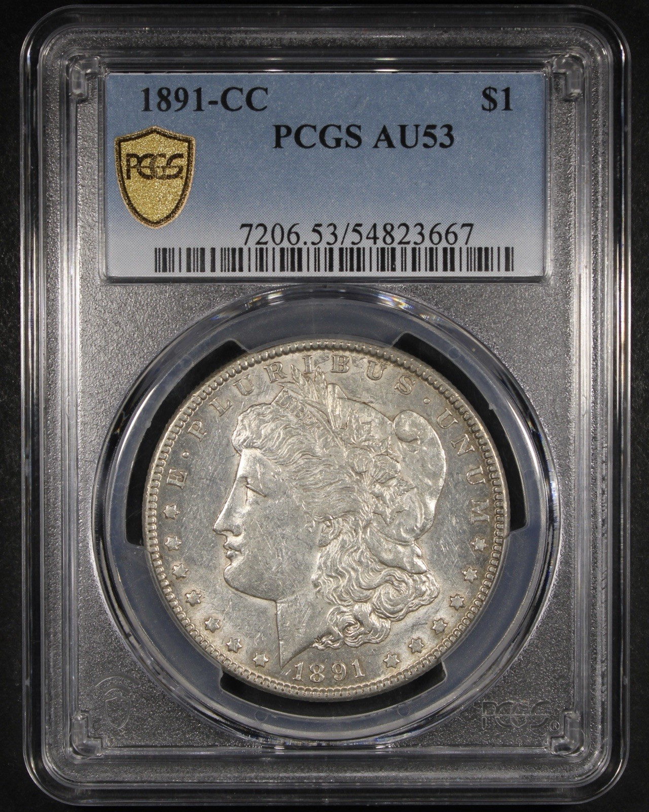 1891-CC Morgan Silver Dollar - $1 PCGS AU53 - PCGS Gold Shield