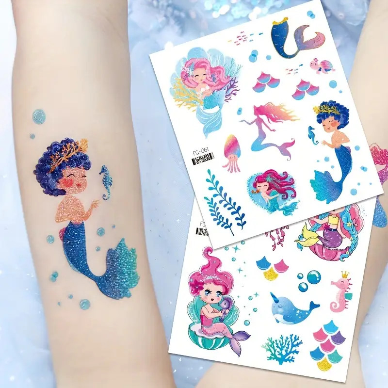 8 Sheets/OPP Glitter Mermaid & Unicorn