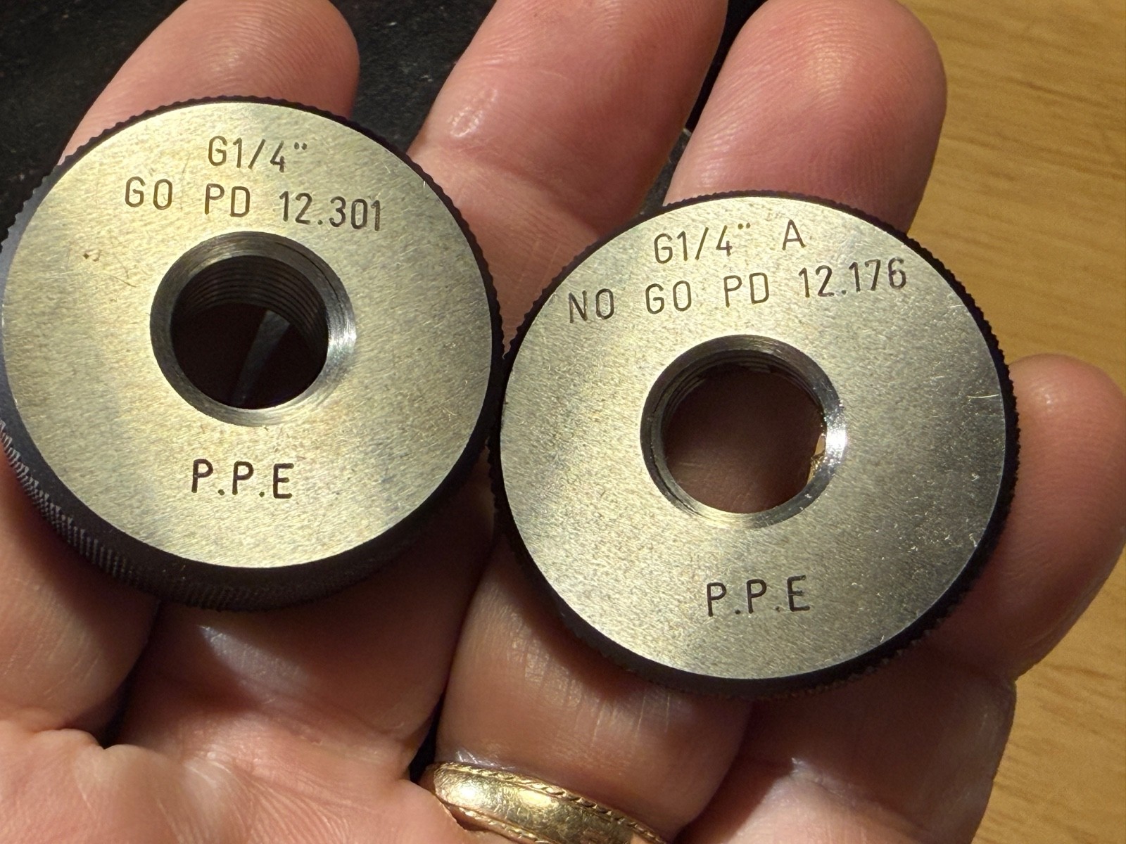 G 1/4 19 BSPP Solid Pipe Thread Ring Gage .25 GO NO GO PD'S = 12.301 & 12.176