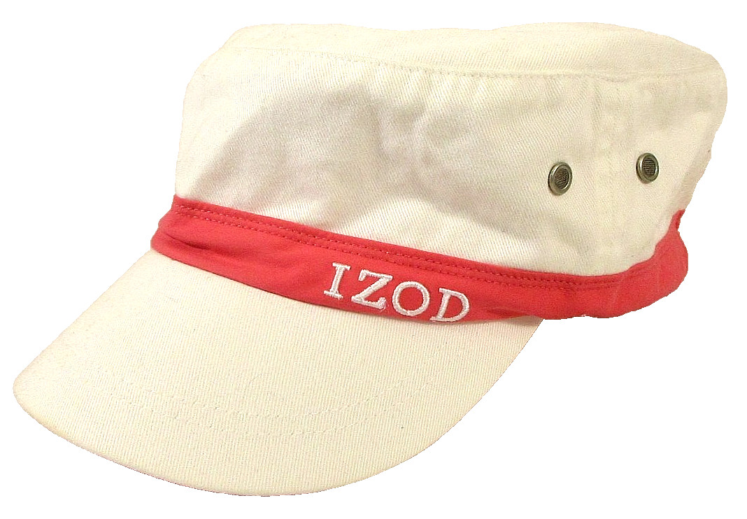 IZOD Womens 100% Cotton Golf Cap Adjustable Elastic Back One Size White