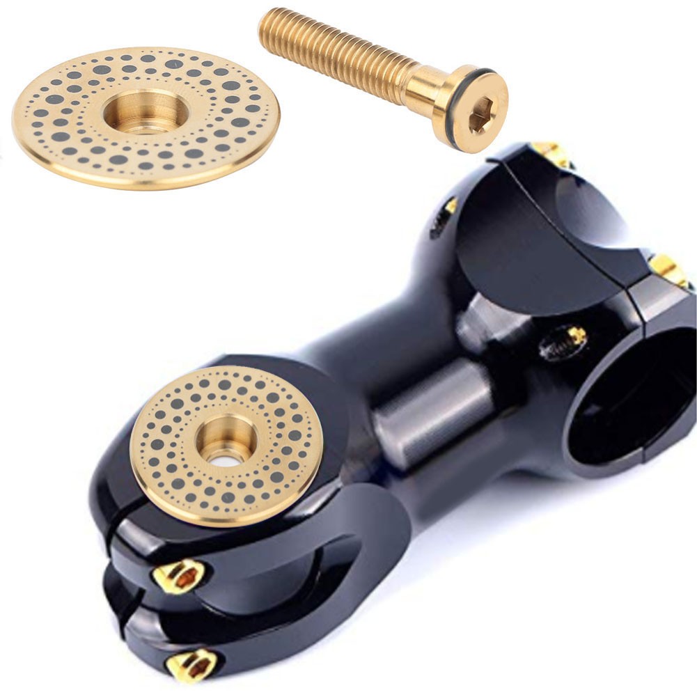 2 Pcs Titanium Alloy Bicycle Headset Cap With Bike Fork Expander Bike Stem Top