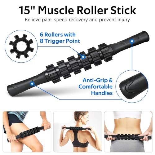 7 in1 Foam Roller Set for Deep Tissue Muscle Massager - Back Roller | Black