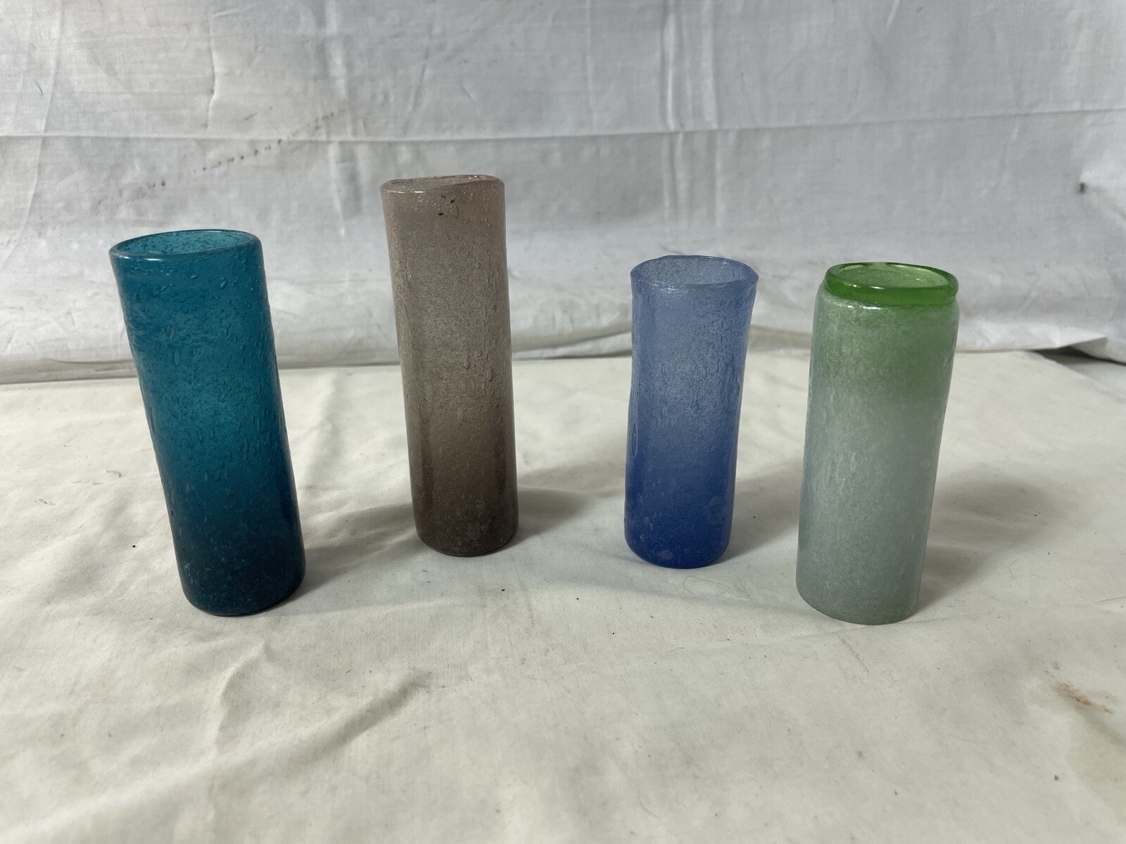 4 Variety Of Colors Vintage Seguso Murano Pulegoso  shot glass ~3-4” Tall