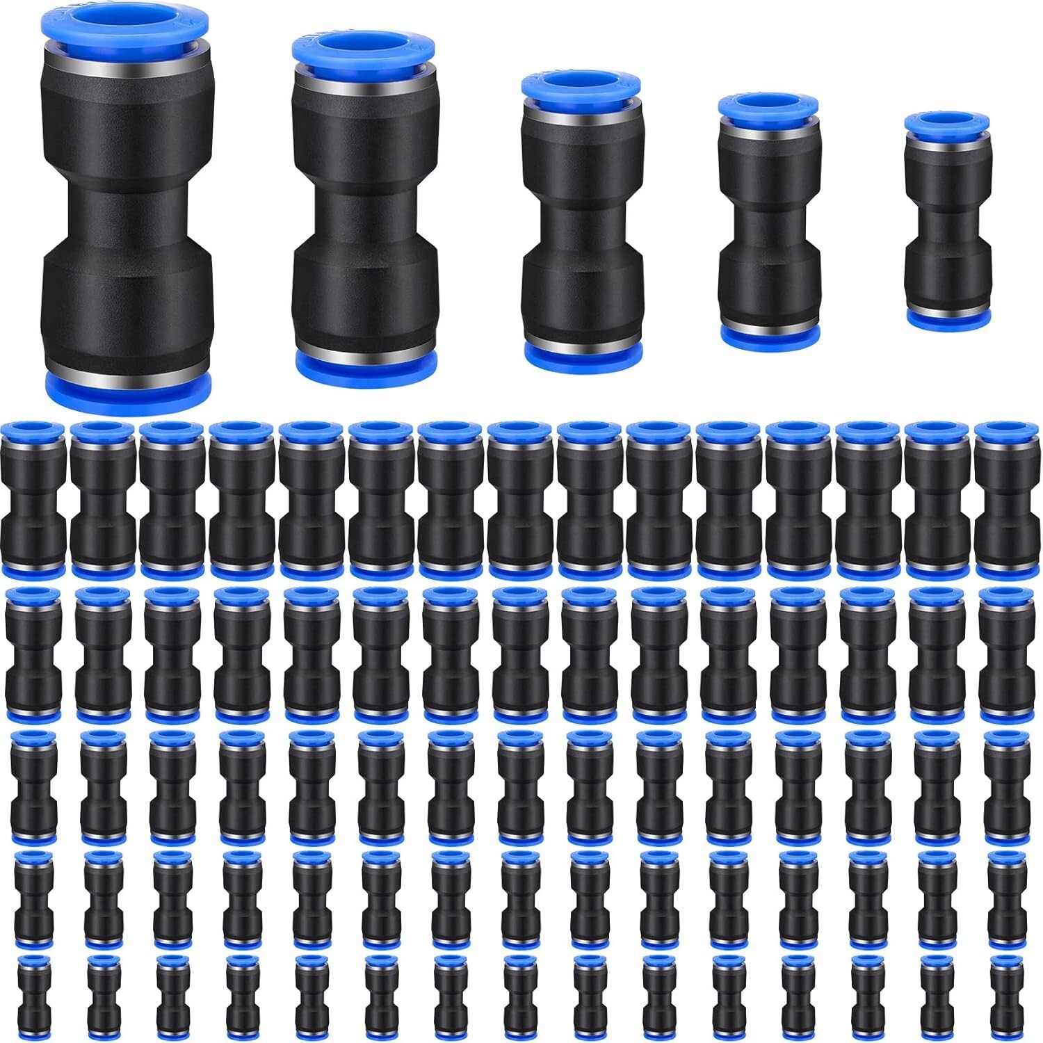 Fittings Air Pneumatic in Line Tube Hose Connectors 4/6/8/10/12mm (Pack of 10)