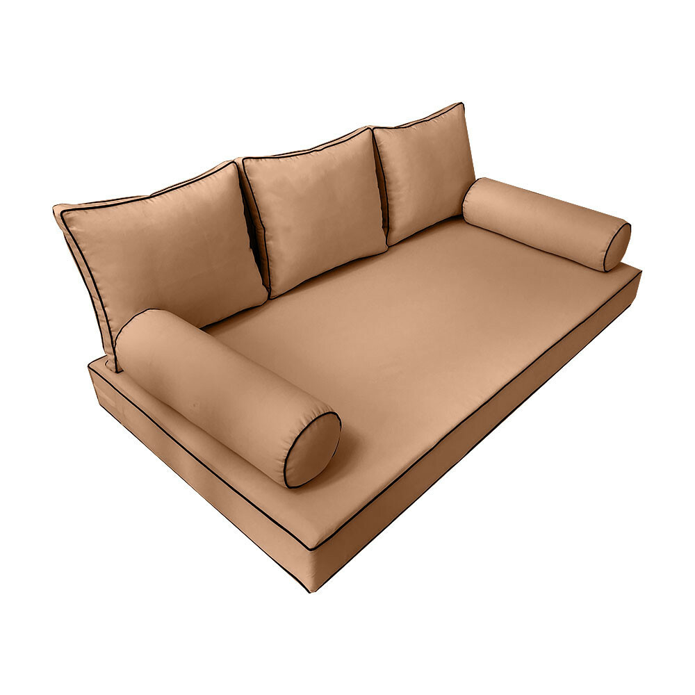 Style3 6PC Contrast Pipe Daybed Mattress Cushion Complete Set Full Size AD104