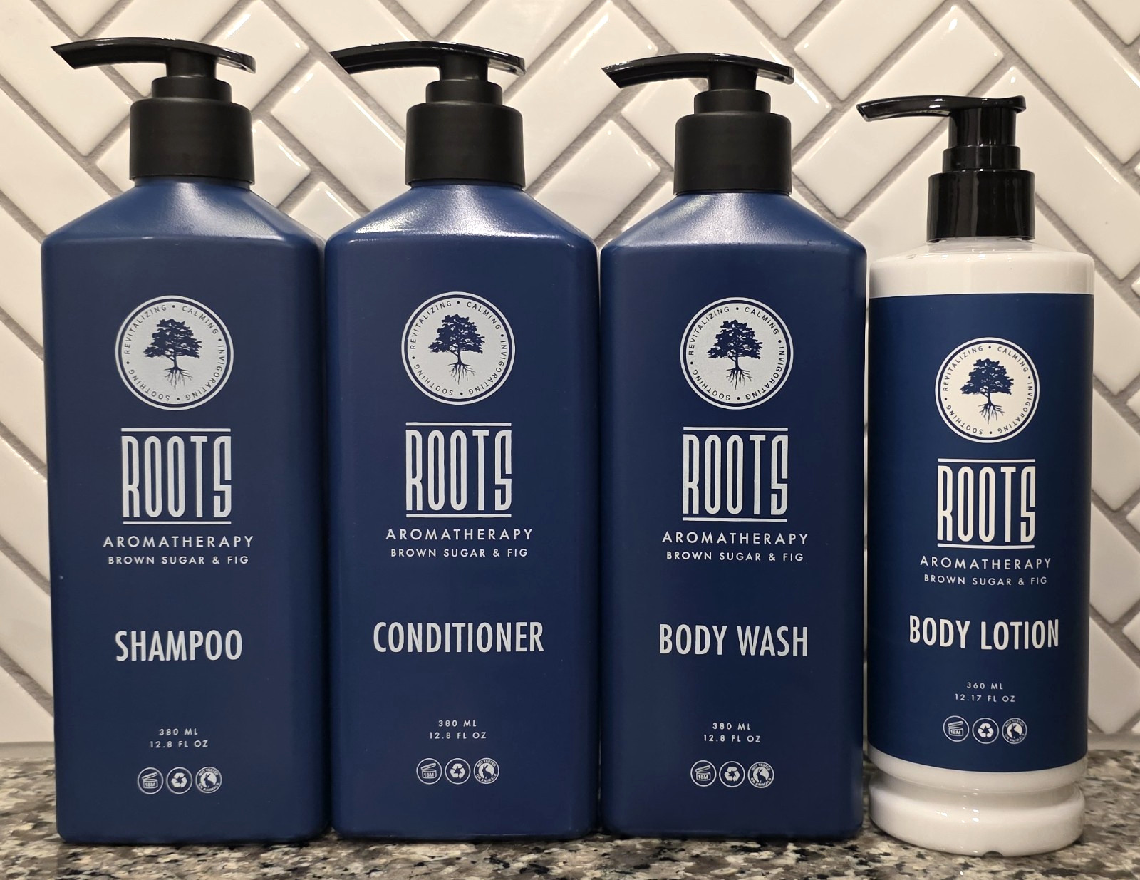 BUNDLE Roots Brown Sugar & Fig Shampoo, Conditioner, Body Wash & Body Lotion