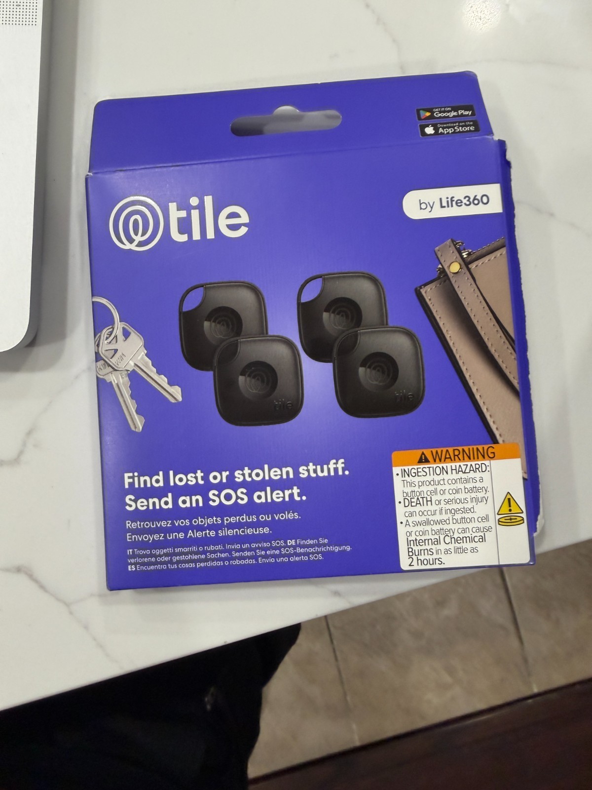 Tile by Life360 Tile Mate 2024 Bluetooth Tracker 4-Pack 350ft SOS - Open Box