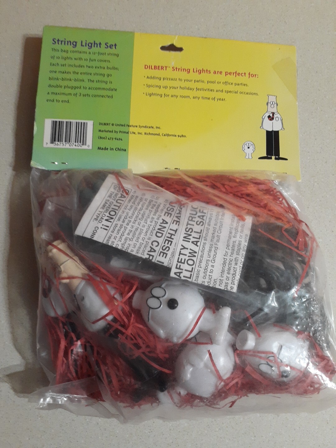 Vintage Primal Lite Fun Lights Dilbert 12ft