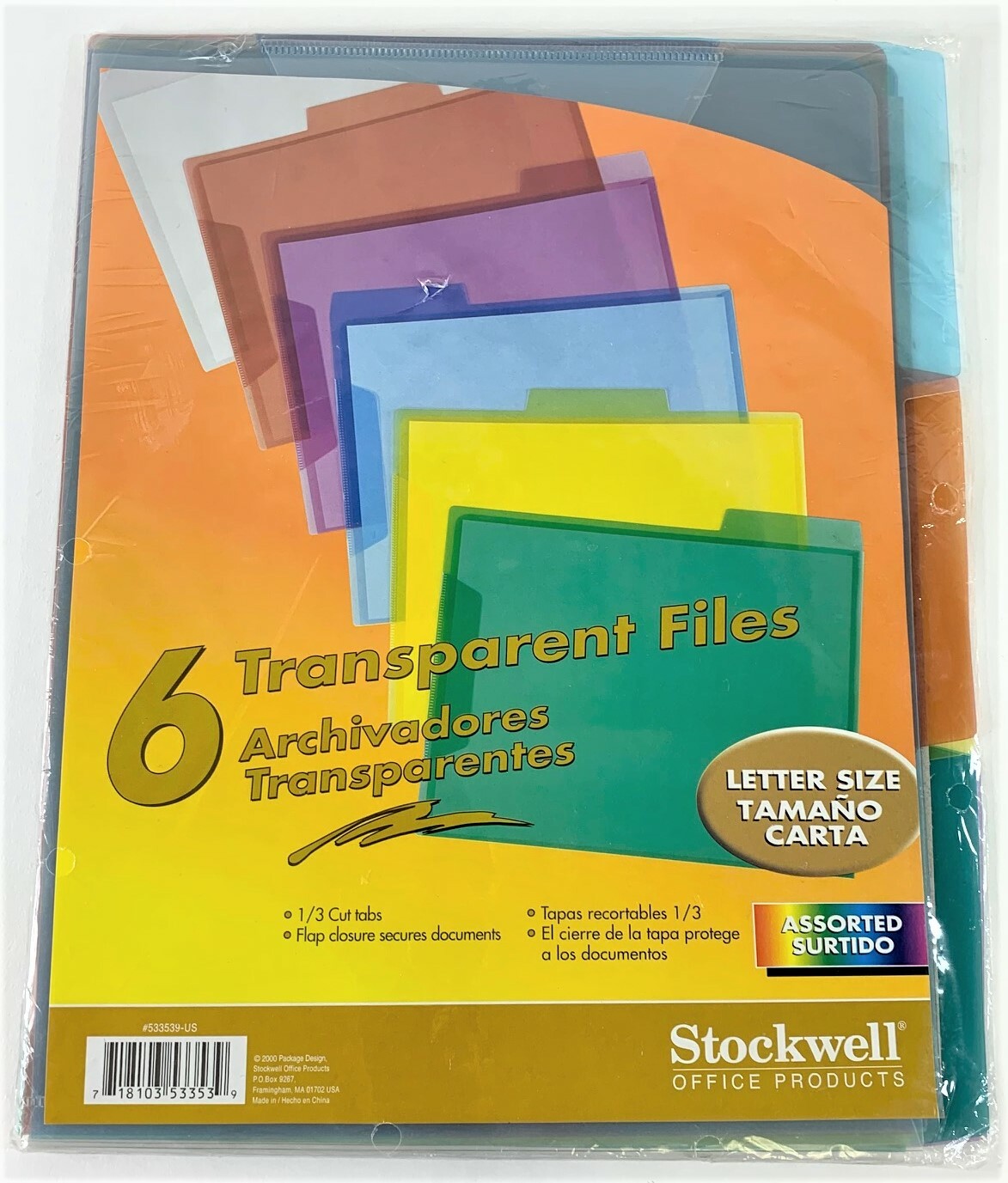 STOCKWELL 6 Transparent Letter Size Files #533539