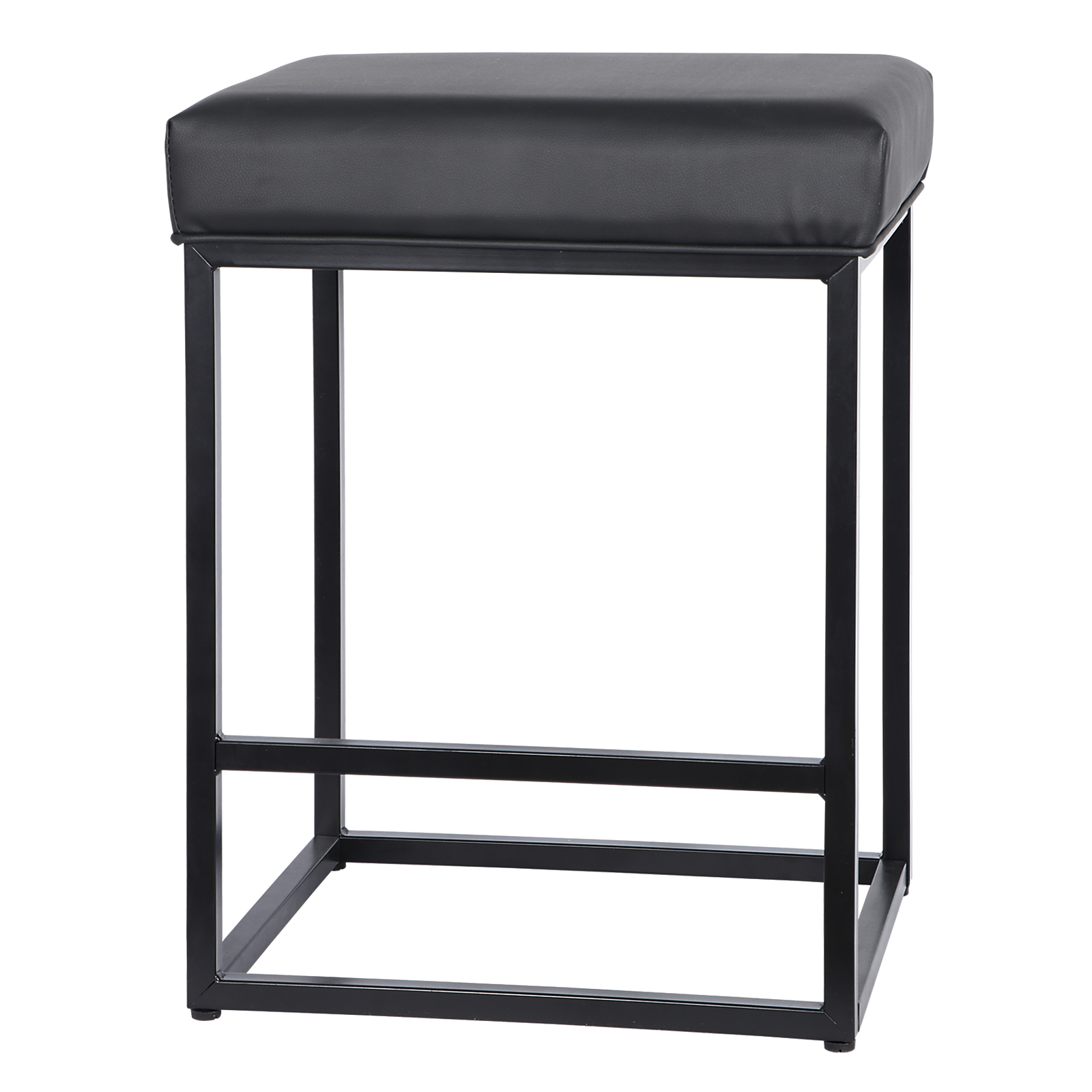 2PCS Black Backless Bar Stools PU Leather Stools Sturdy 330LBS Capacity Home