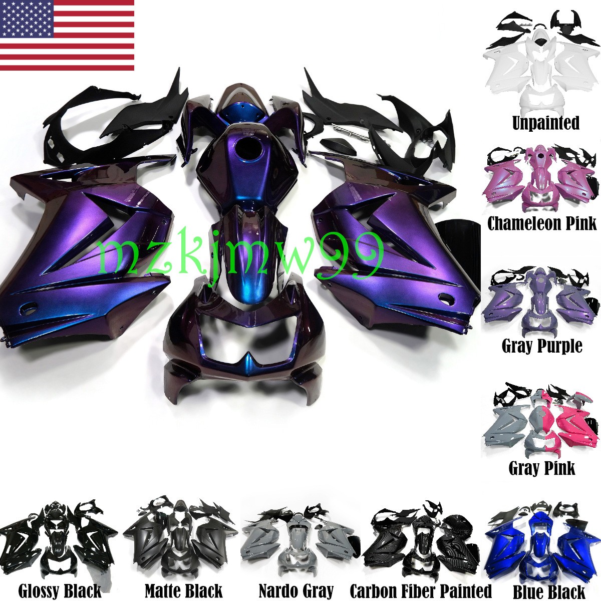 ABS Fairing Bodywork For Kawasaki Ninja 250R EX250 2008-2012 2009 2010