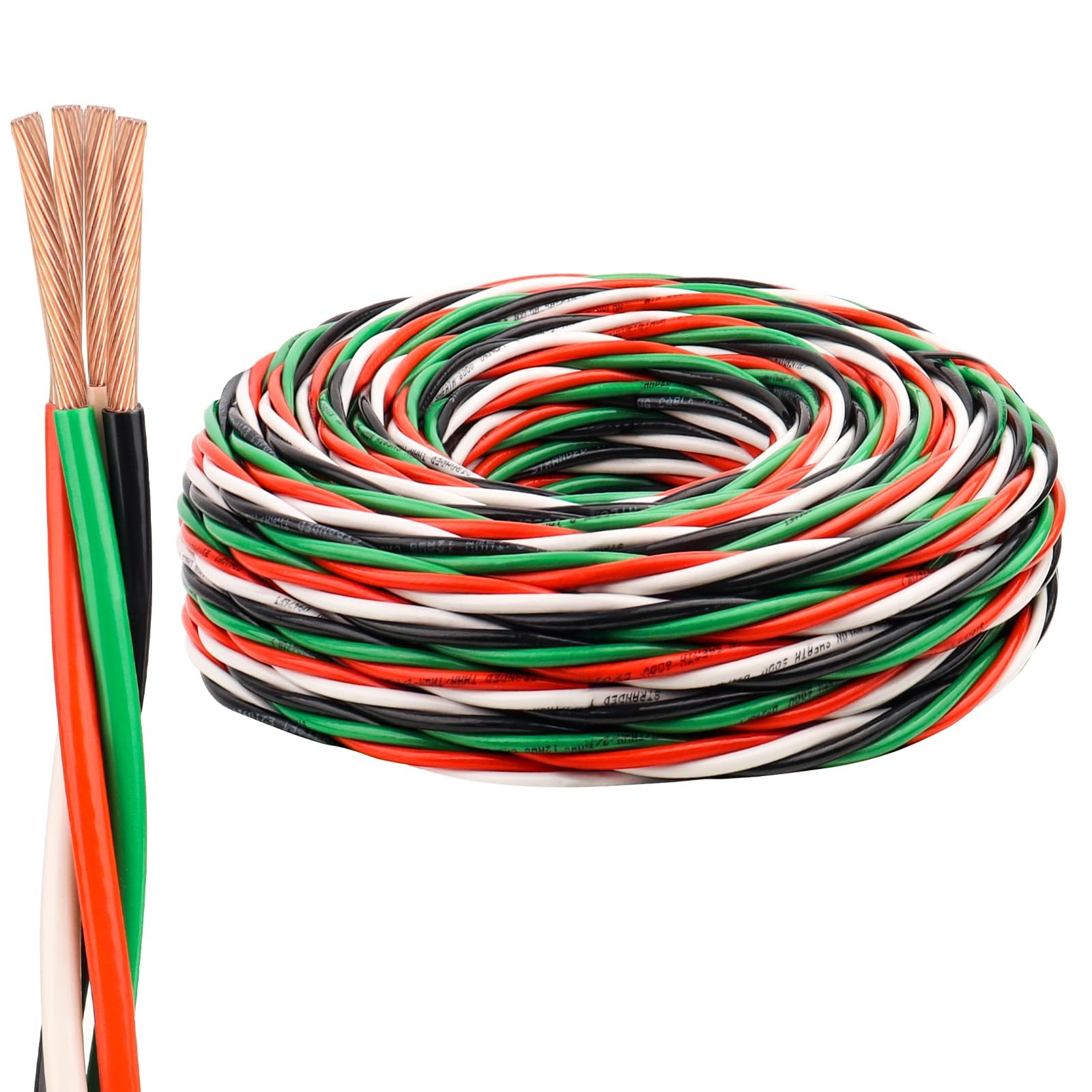 12 AWG THHN Wire 50FT, 4 Color (Black White 12AWG Multicolor