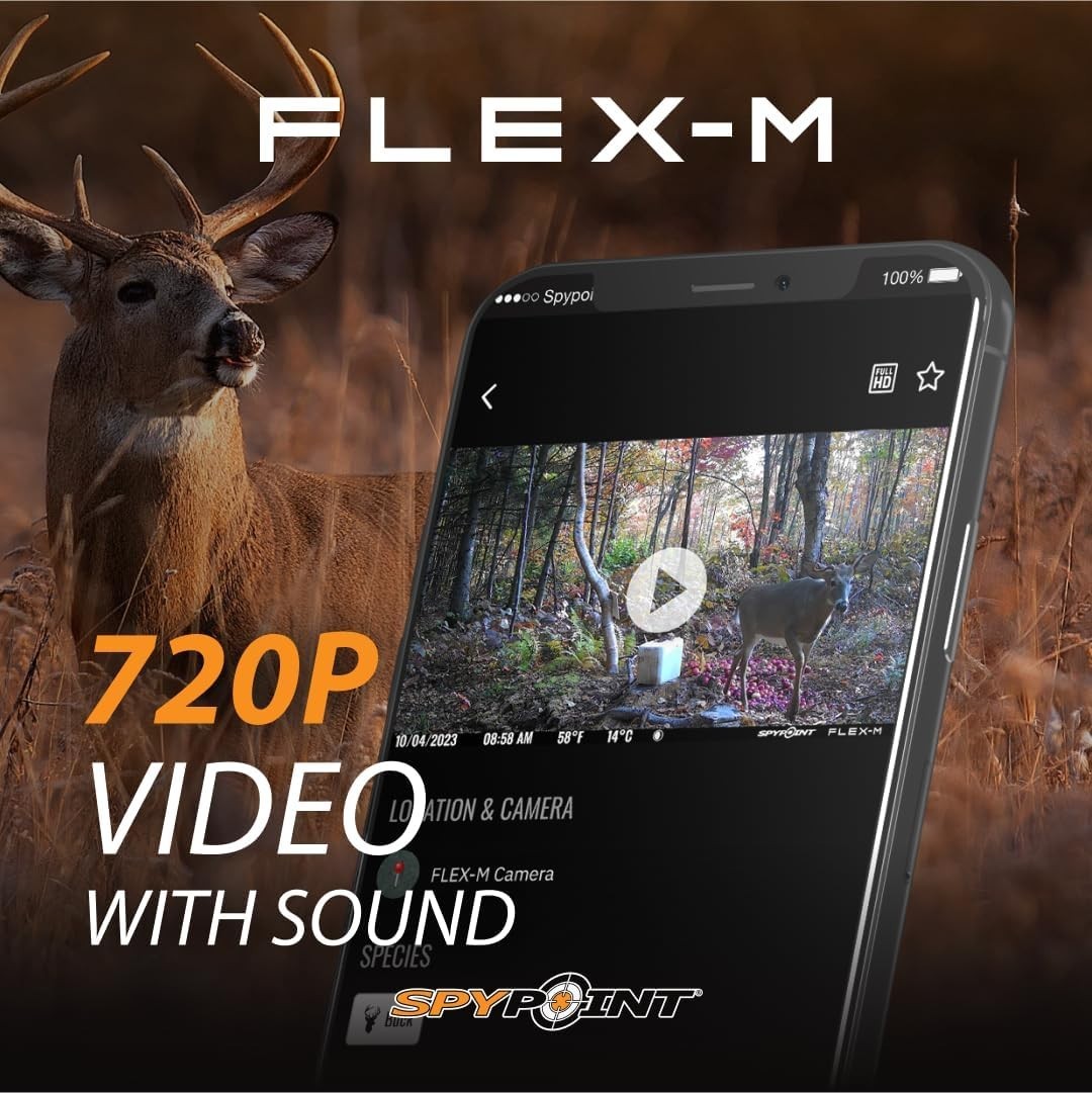 SPYPOINT Flex-M Solar Bundle - Cellular Trail Camera with Solar Panel, Best in