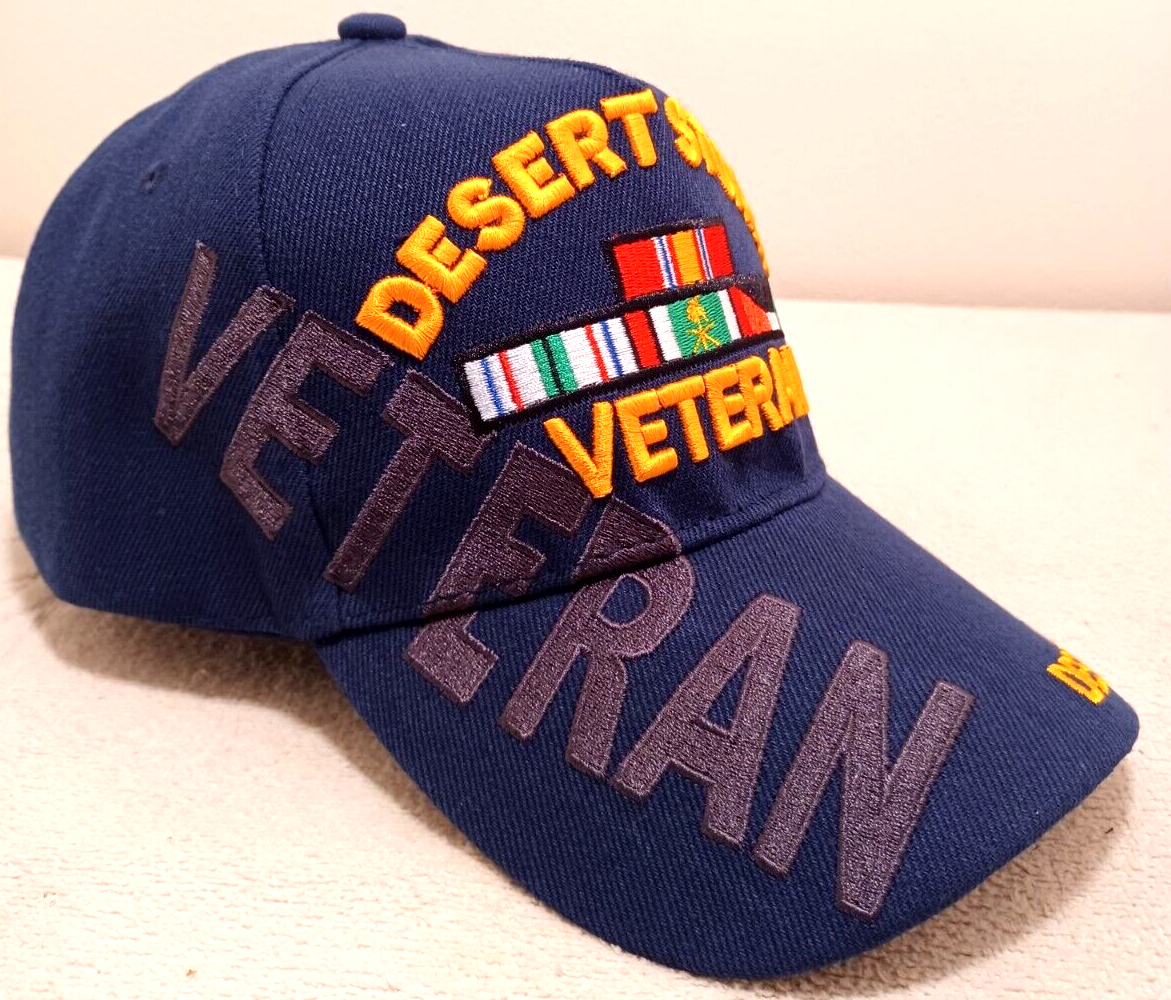 DESERT STORM VETERAN MILITARY CAP NAVYBLUE HAT WITH SHADOW