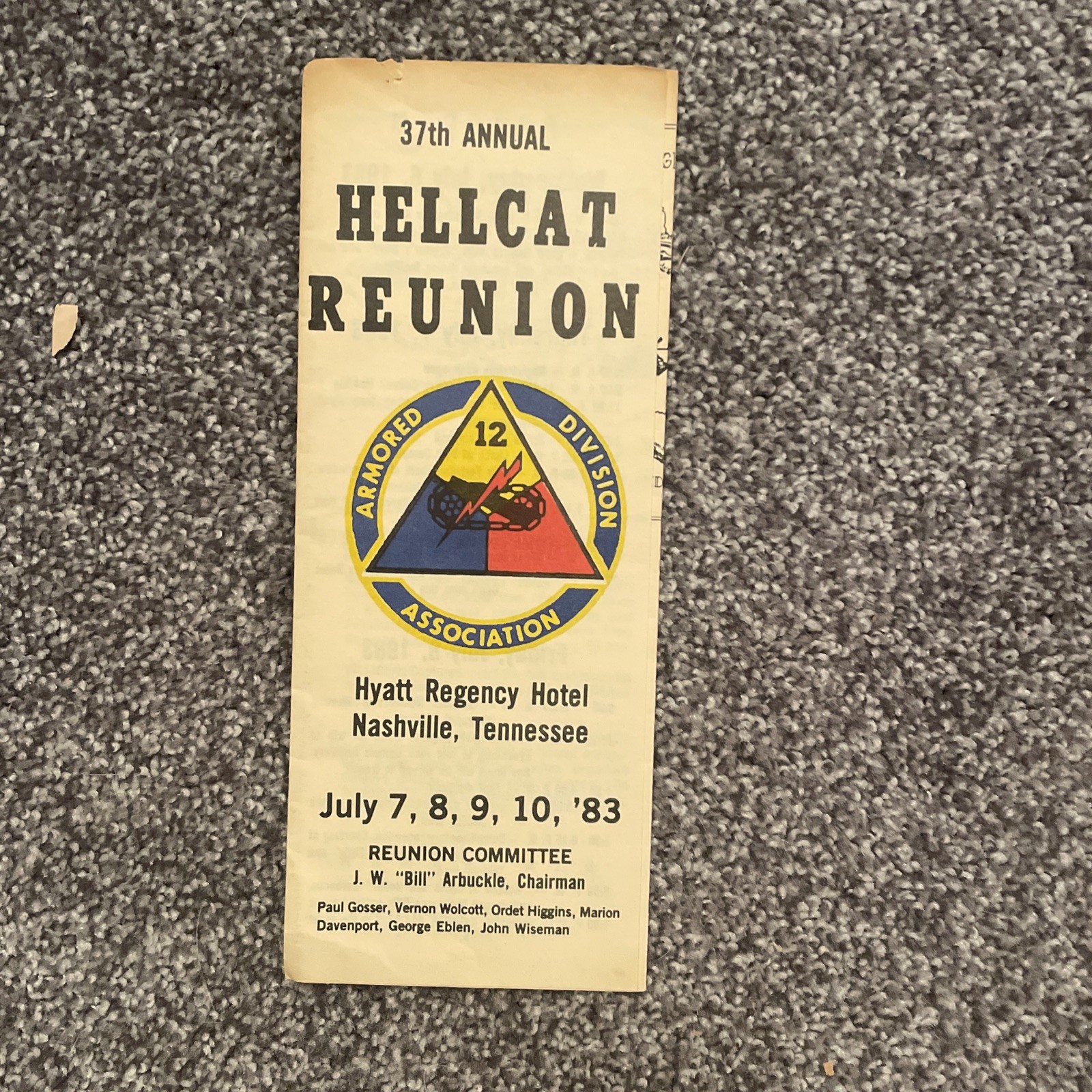 37th Annual Hellcat Reunion Brochure 1983 Nashville TN WW2 Army 12th Armored Div