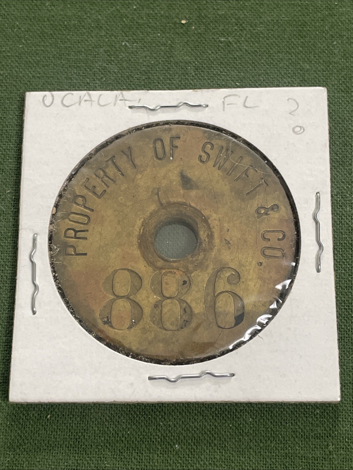 Obsolete Property Of Swift & Co. Machine Equipment Tag #886 Token Ocala Florida