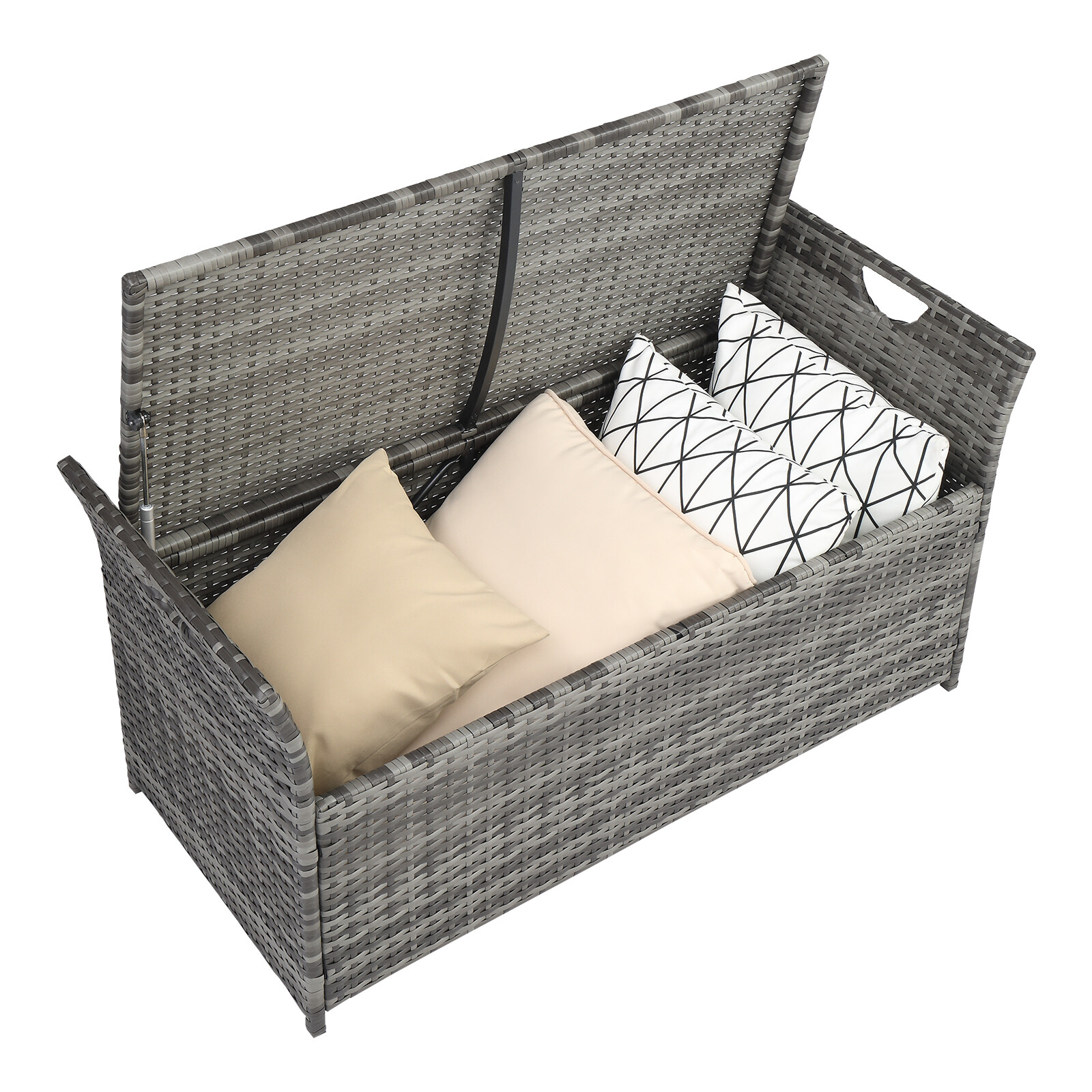 Iron Can Accommodate Gray Gradient Footstool Locker Rattan Locker Beige Mat