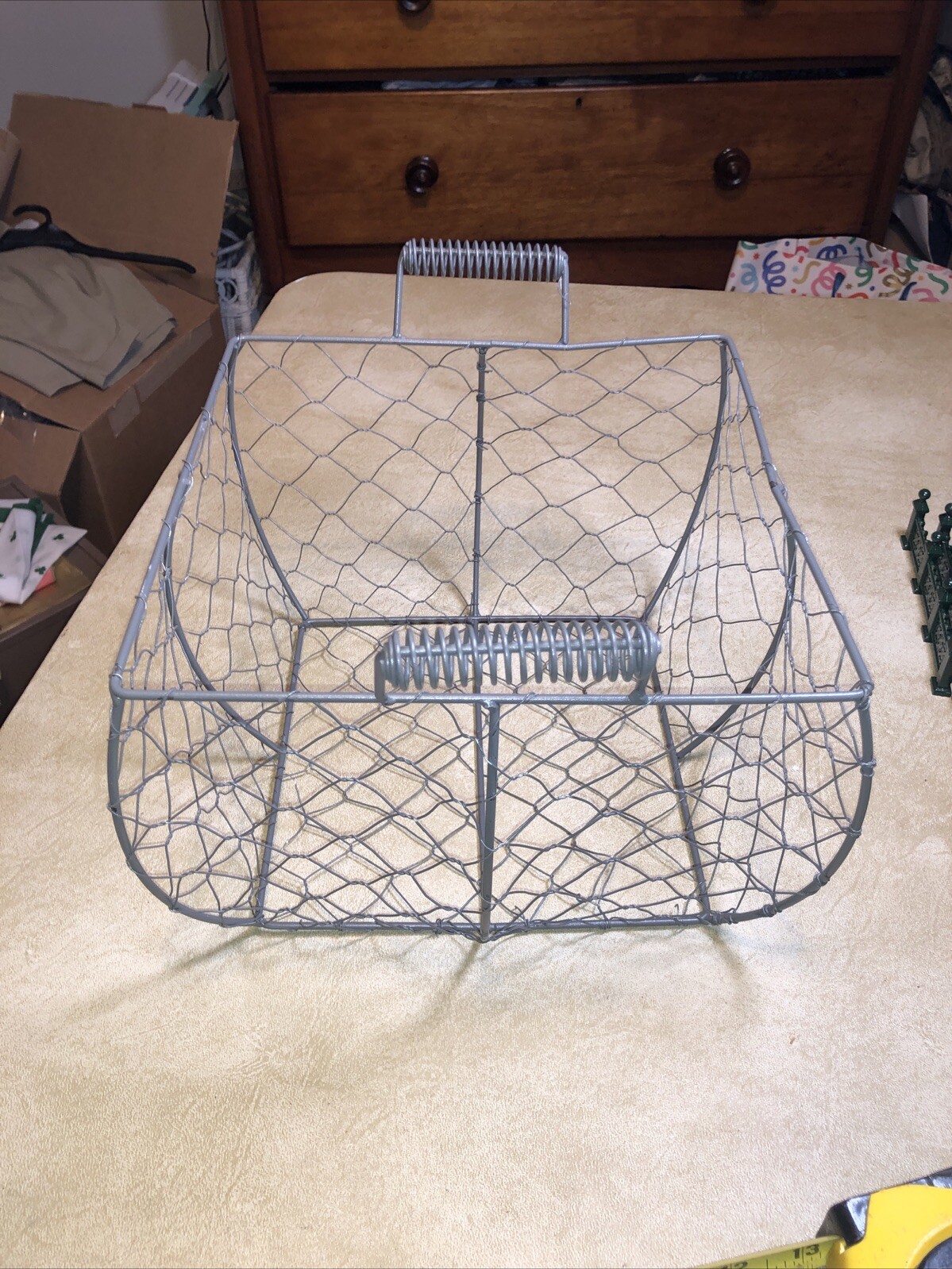 Metal Wire Egg / Fruit Basket Farmhouse Rustic Distressed with Handles