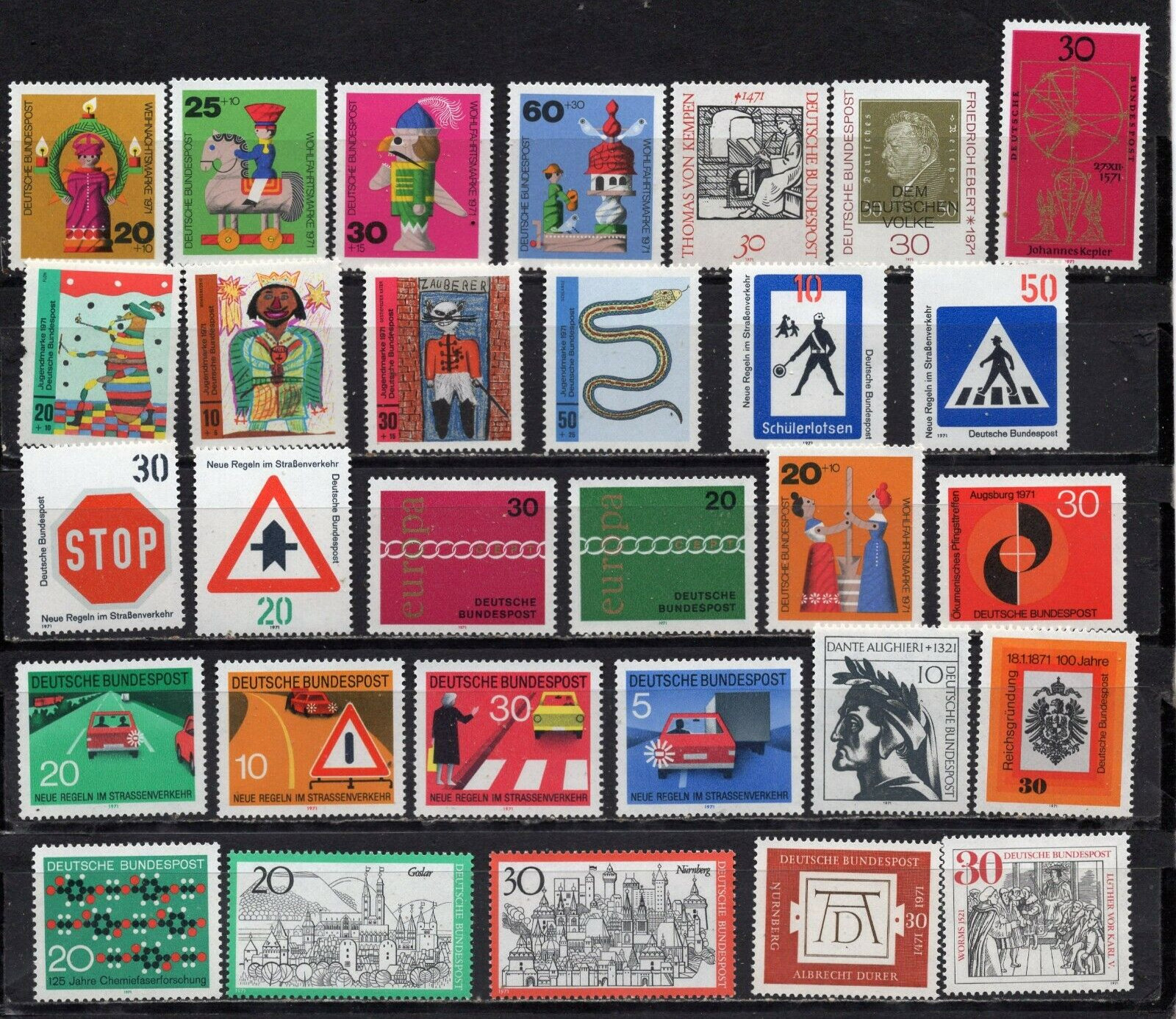 GERMANY 1971 SET OF 30 STAMPS MNH