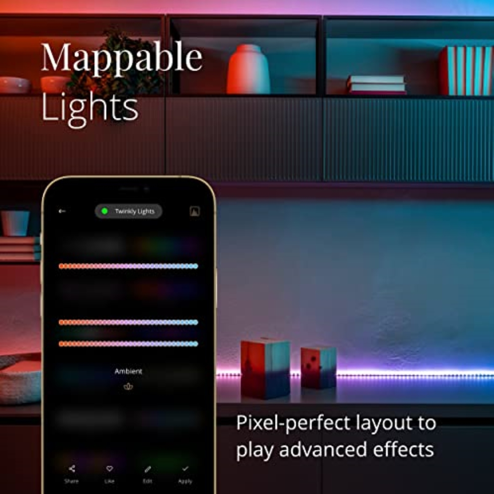 Twinkly Indoor Line Starter Kit App-Control White Light Strip with RGB LEDs, 5'