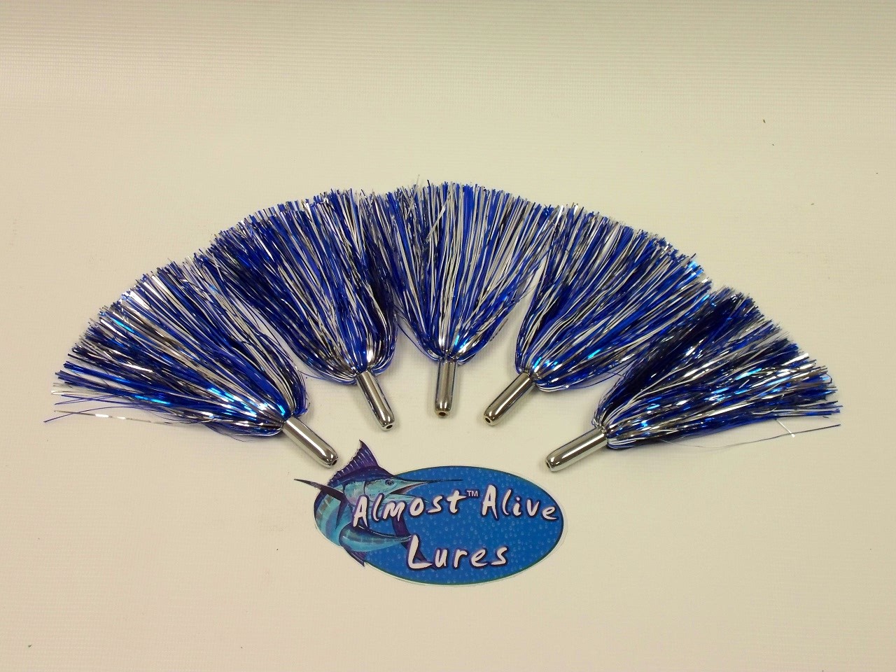 Mylar Flash Trolling Lures Blue/Silver for Offshore Fishing Pack of 5