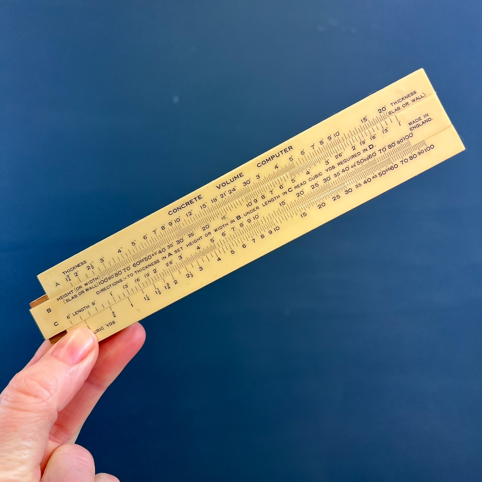 VINTAGE DENNIFF CONCRETE VOLUME COMPUTER ENGINEERING SLIDE RULER & SCALE