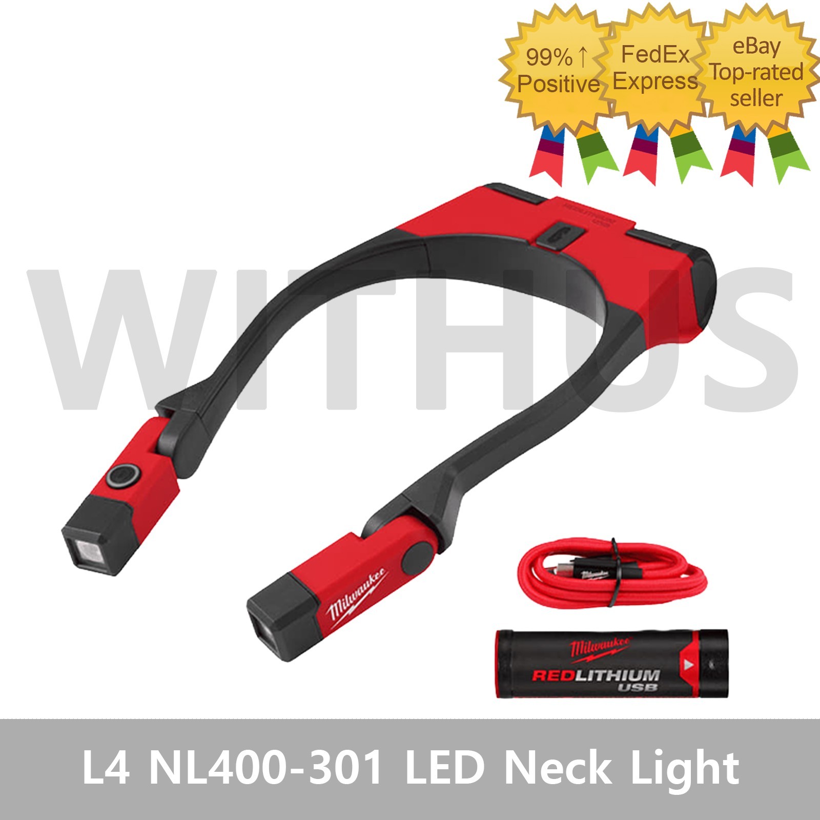 Milwaukee L4 NL400-301 TRUEVIEW LED Neck Light 400LM Rechargeable Work Light =