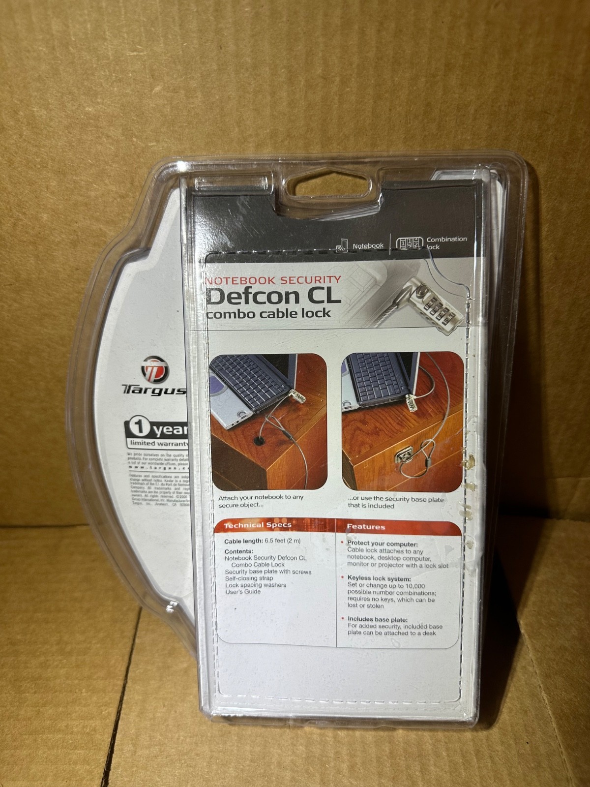 Targus Defcon CL Laptop Notebook Combo Cable Lock Security Keyless New In Box