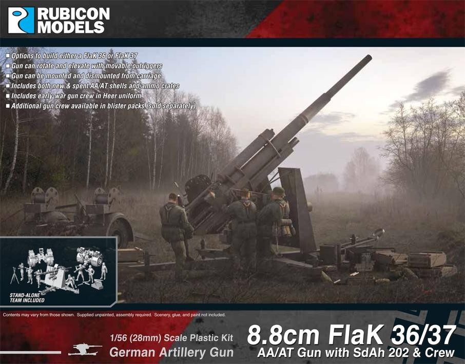 Rubicon Models 280069 - German 88 FlaK 36/37 AA/AT Gun with SdAh 202 & Crew