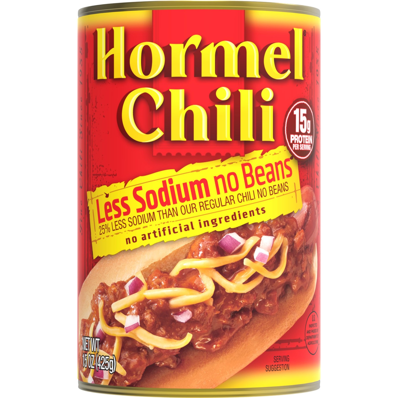 HORMEL Chili Less Sodium No Beans (Pack of 12), 15 oz – 15 Ounce 12)
