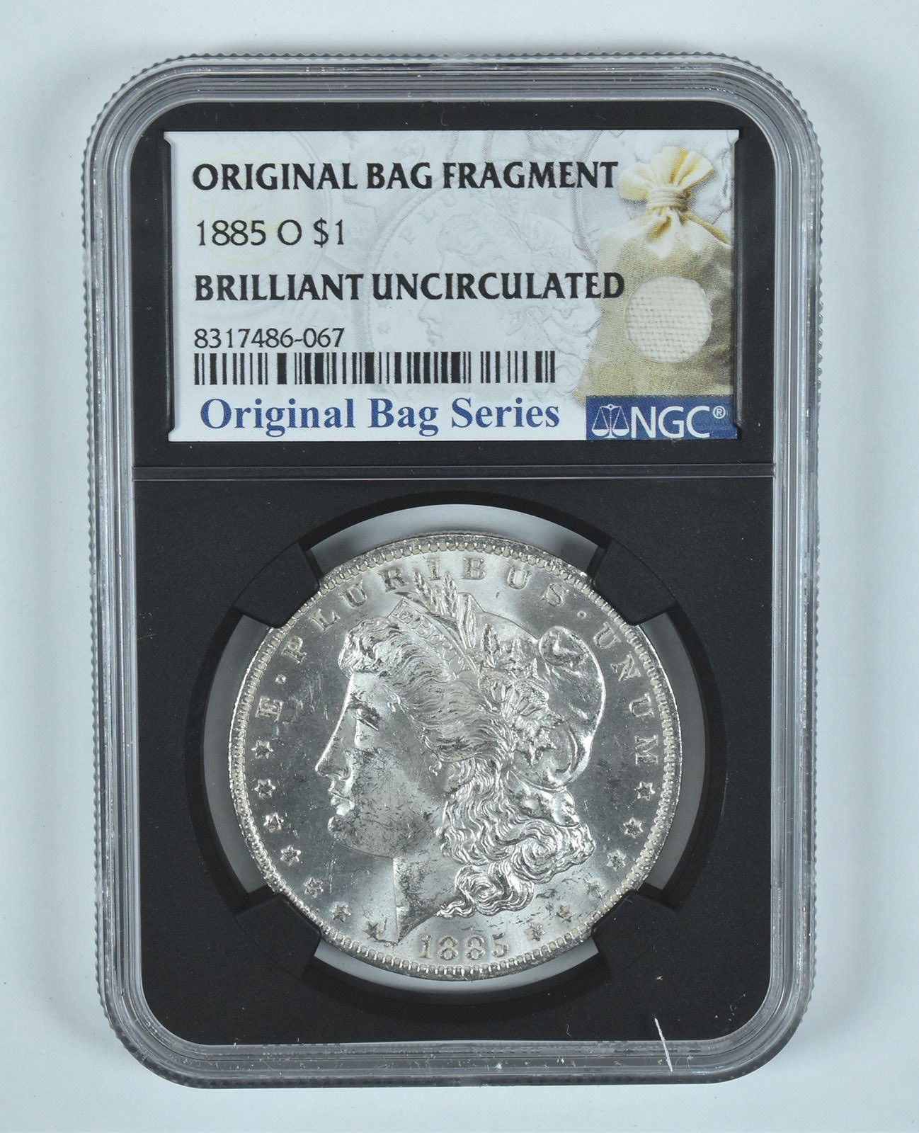 1885-O Morgan Silver Dollar Original Bag Fragment BU NGC
