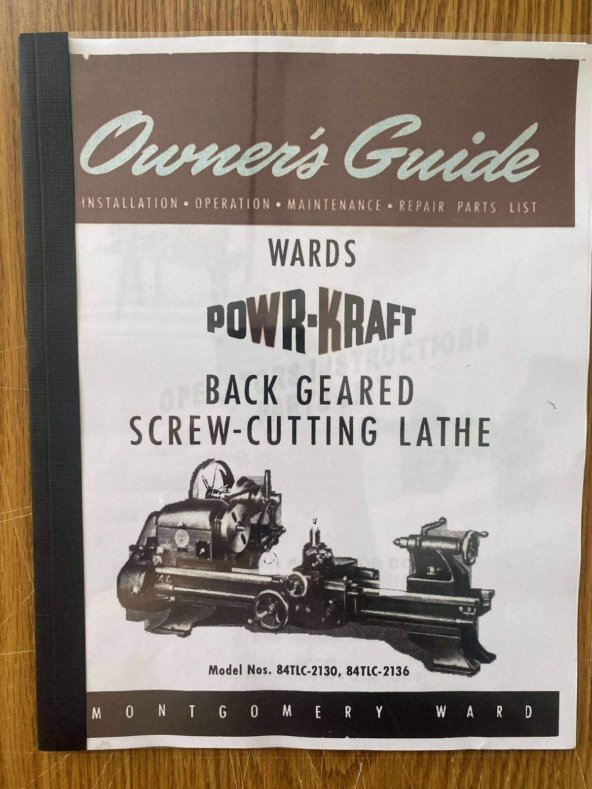 84 2130 Lathe Operator + Parts Manual POWR-KRAFT 84TLC-2130 & 84TLC-2136 Logan