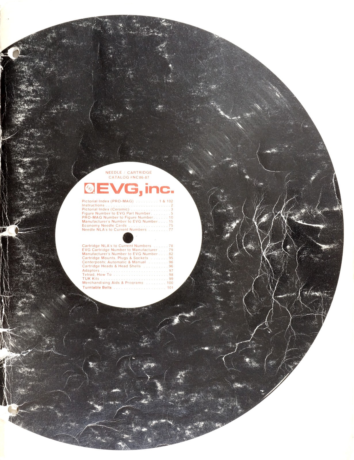 Vintage EVG, inc Electro-Voice Needle/Cartridge Dealer Catalog NC86-87 Reference