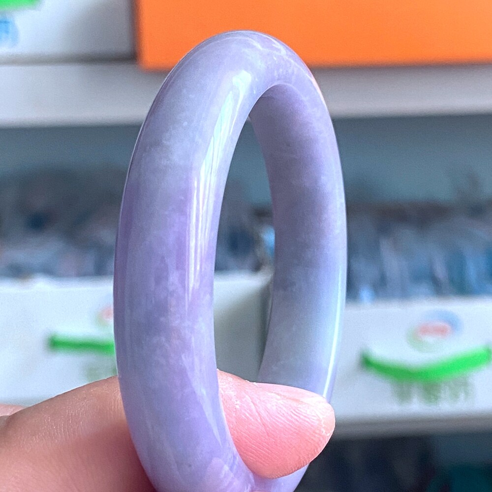 Certified Grade A Lavender 55-56mm Natural Burma Jade jadeite Bangle Bracelet