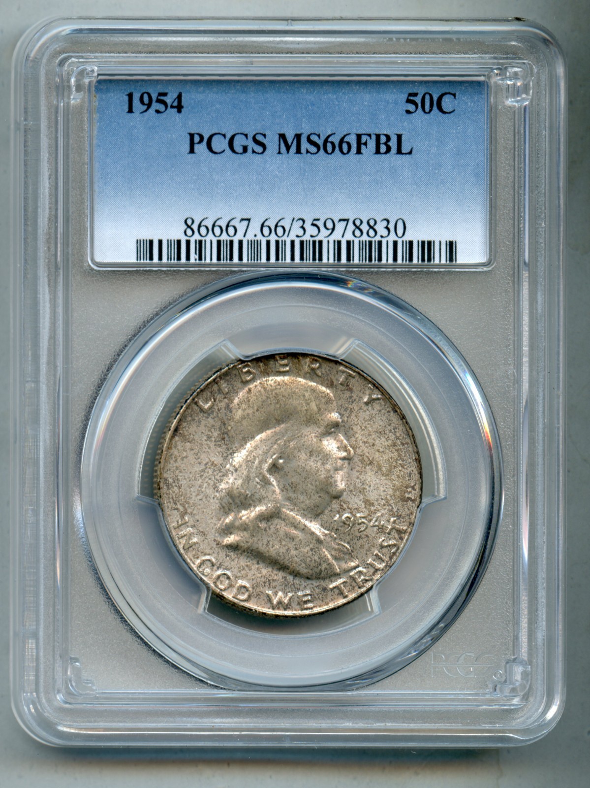 1954 Franklin Silver Half Dollar PCGS MS 66 FBL