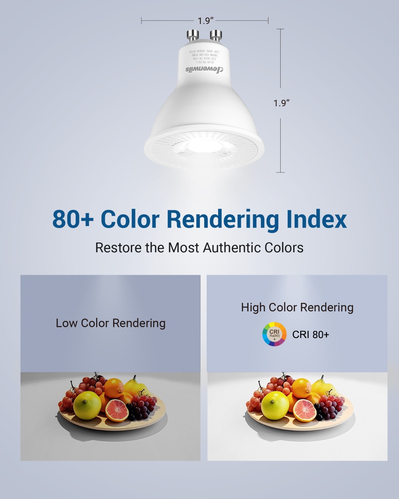 6-Pack GU10 LED Light Bulb, Dimmable 5000K Daylight GU10 Bulb Replacement