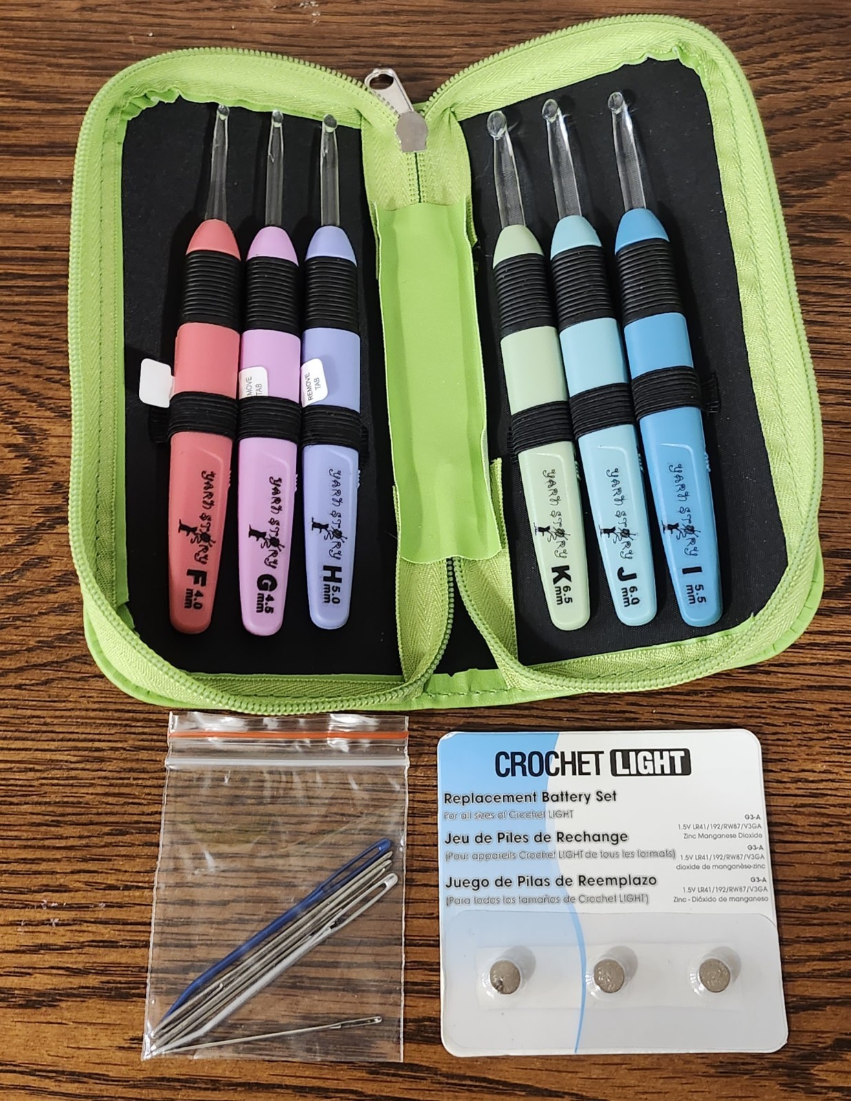 Yarn Story Light up Crochet Lite Hook Set Of 6 Pkg Lighted Crochet Hooks EUC