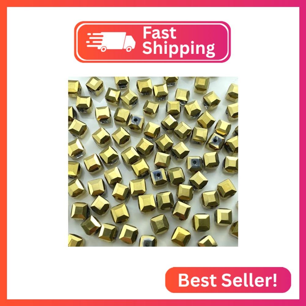 Tingoons 100 PCS 6mm Crystal Glass Beads Cube Crystal Beads Loose Square Shape S