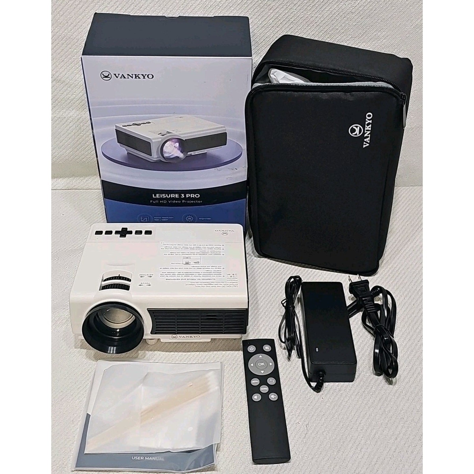 Vankyo LEISURE 3 PRO Full HD 1080P Video Projector - White/Black OPEN NEW