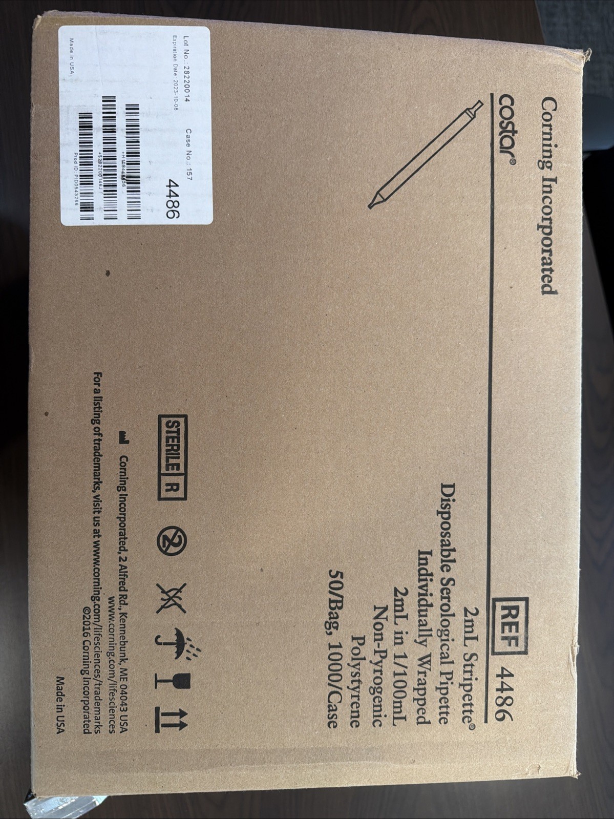 Serological Pipette Sterile Inddividual Wrapped Case Of 1000 Costar 4486