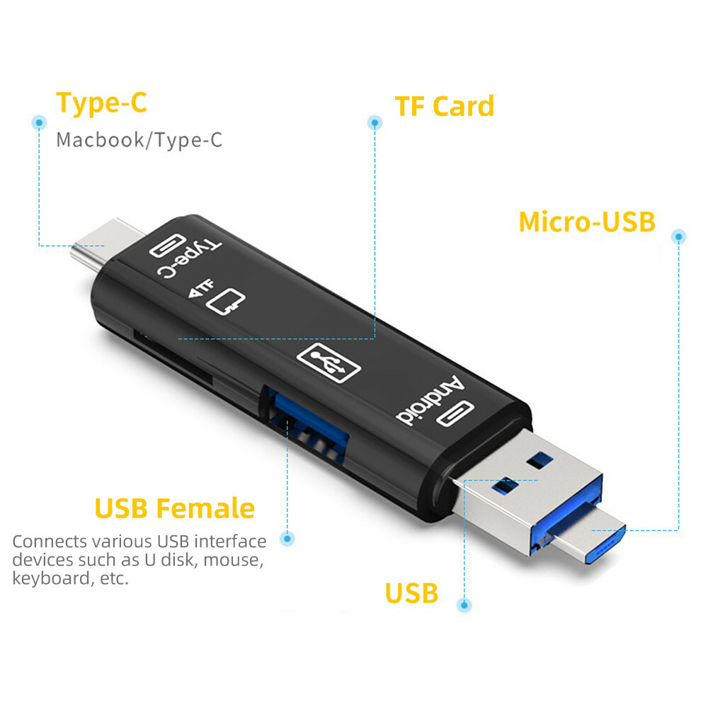 Card Reader USB 3.0 Micro USB Type C MicroSD OTG Memory Adapter Laptop Computer