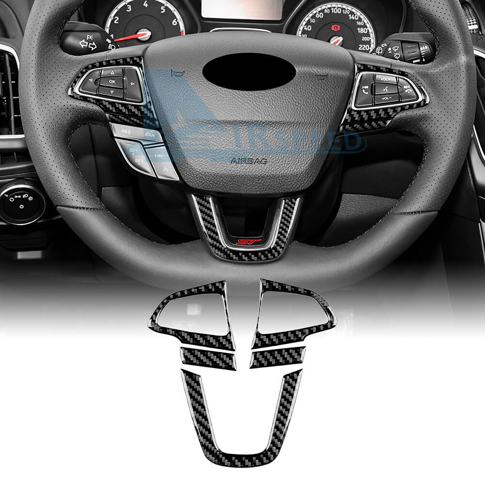 For Ford Focus SE ST RS 2015-18 Carbon Fiber Steering Wheel Panel Cover Sticker