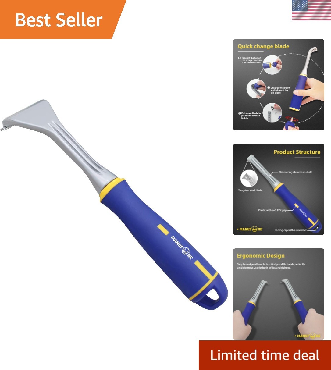 Durable 2-Inch Double-Edged Tungsten Steel Scraper for Paint and Rust Removal