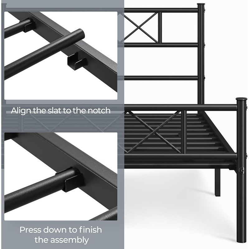 Twin XL Size Metal Platform Bed Frame with Simple Headboard Footboard