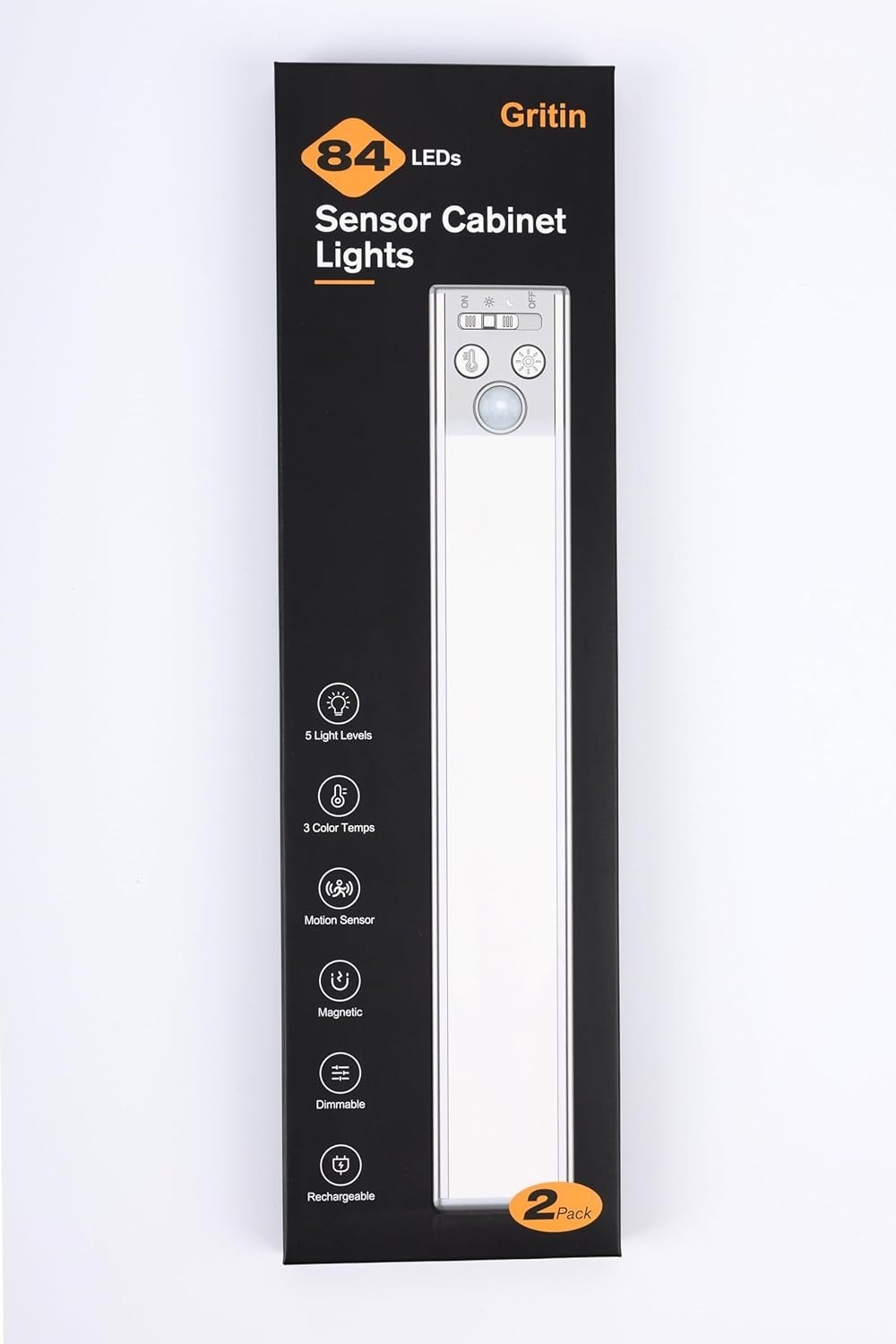 10" Rechargeable Motion Sensor under Cabinet Lights, 2 Pack, Wireless Indoor Lig