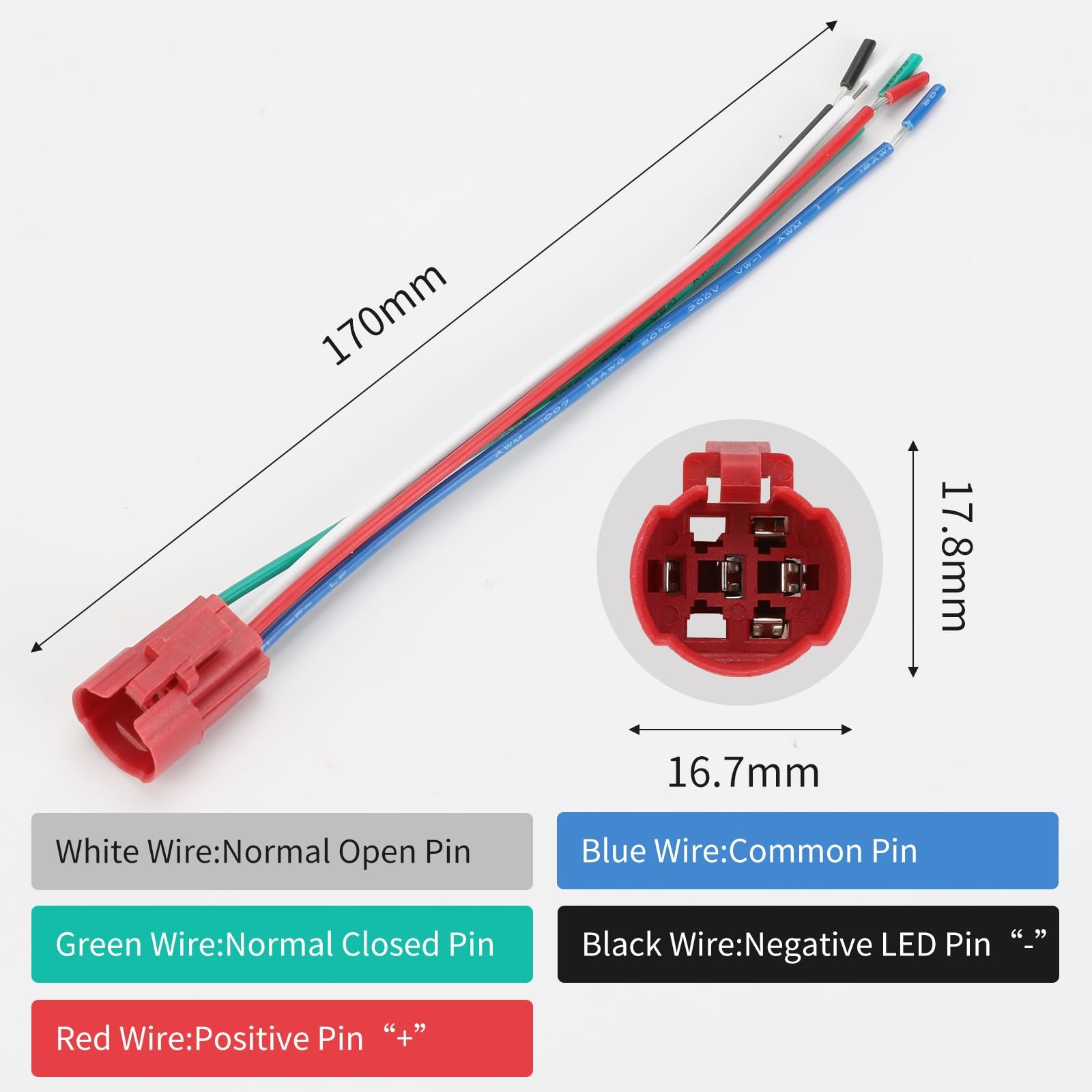 YMJSAN 16mm Momentary Push Button Switch 12V DC On Off Black Shell-Red