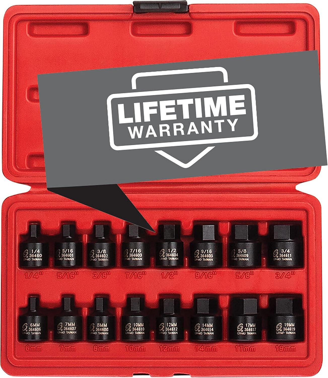 Sunex 3646 3/8 Inch Drive Low Profile Impact Hex Driver Set 16-Piece SAE/Metric